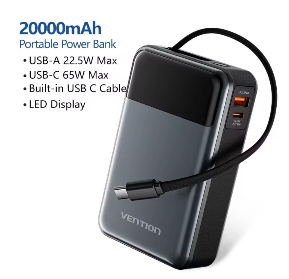 Vention 65w portable charger 20000mAh
